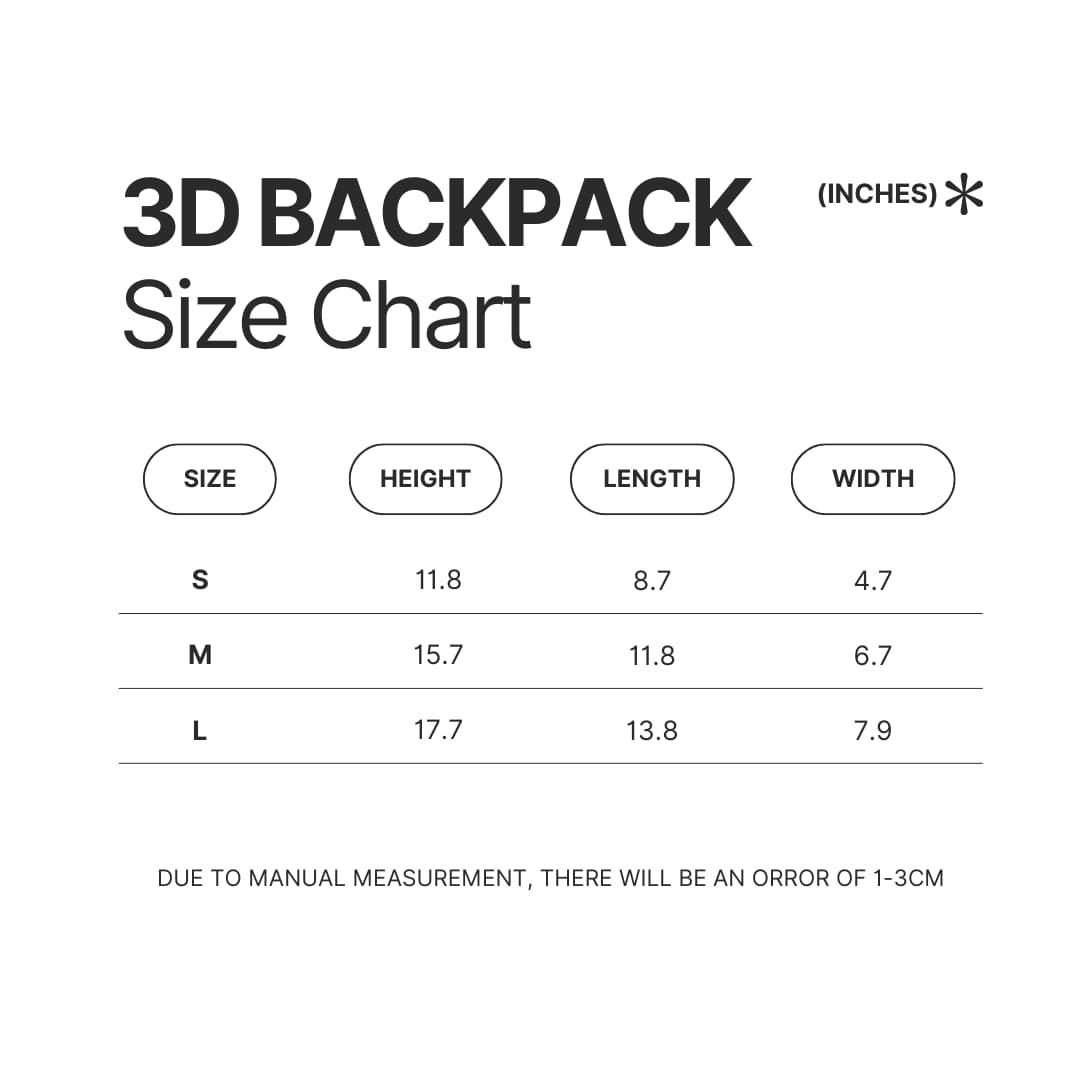 3D Backpack Size Chart - Demon Slayer AU Store