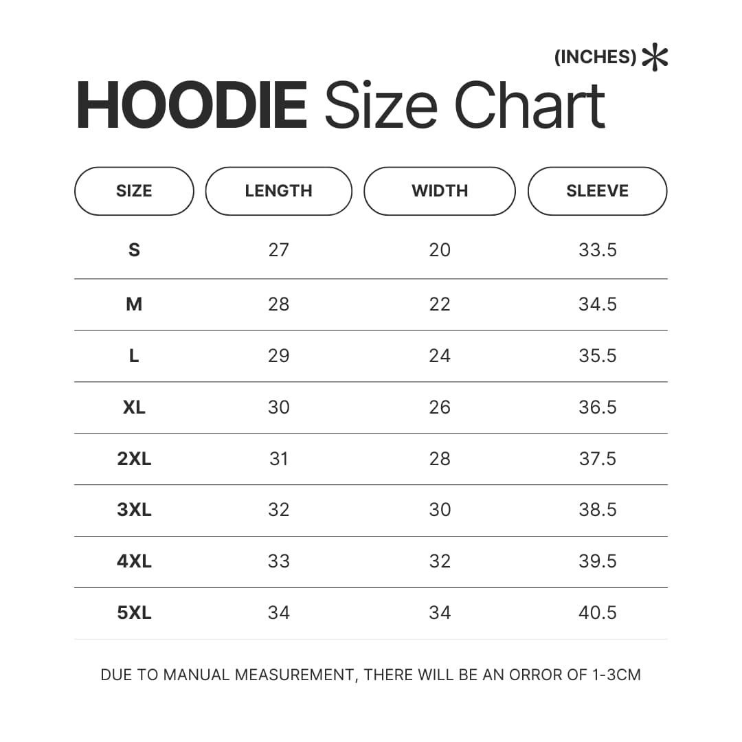 Hoodie Size Chart - Demon Slayer AU Store