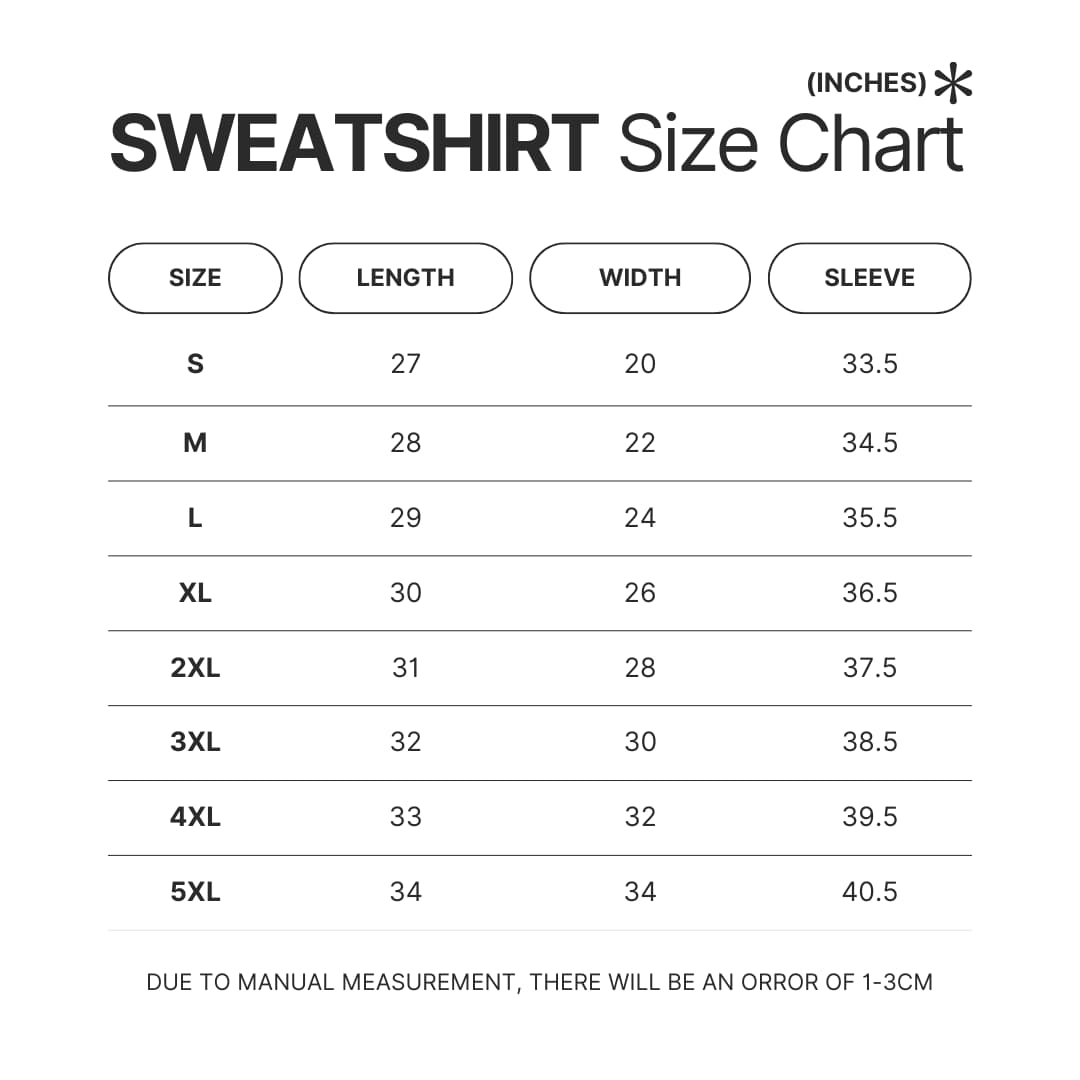 Sweatshirt Size Chart - Demon Slayer AU Store