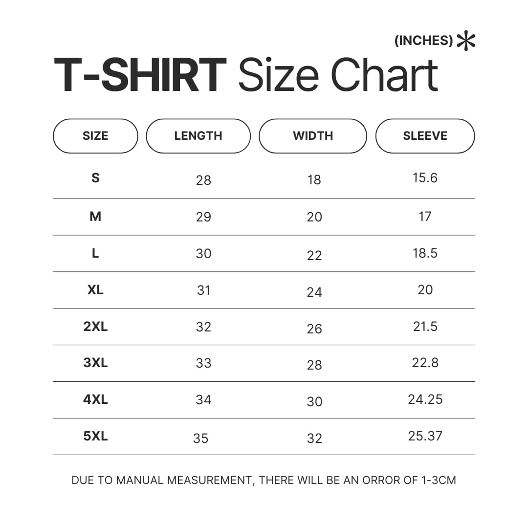 T shirt Size Chart - Demon Slayer AU Store