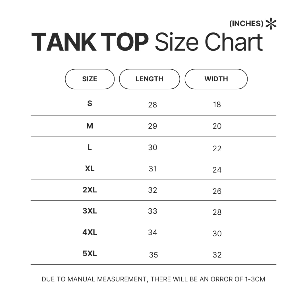 Tank Top Size Chart - Demon Slayer AU Store