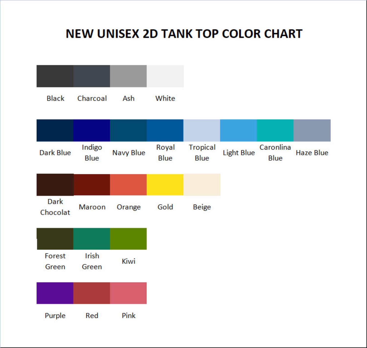tank top color chart - Demon Slayer AU Store