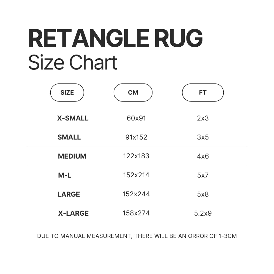 Retangle Rug Size Chart - Demon Slayer AU Store