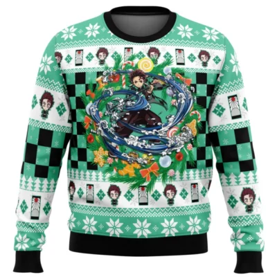 Demon Slayer Mint Color Ugly Christmas Sweaters