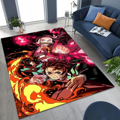 Demon Slayer Zenitsu Nezuko Tanjirou Carpet Rug