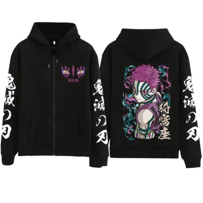 Demon Slayer Akaza Graphic Zipper Hoodie