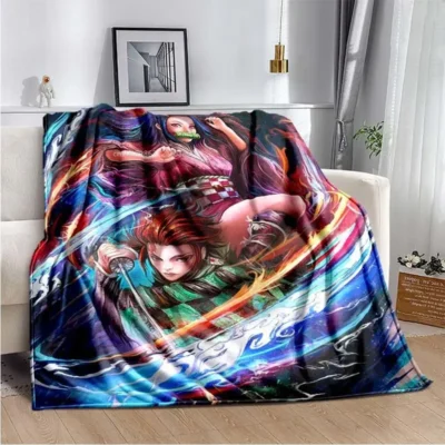 Demon Slayer Tanjiro Water Breath Throw Blanket