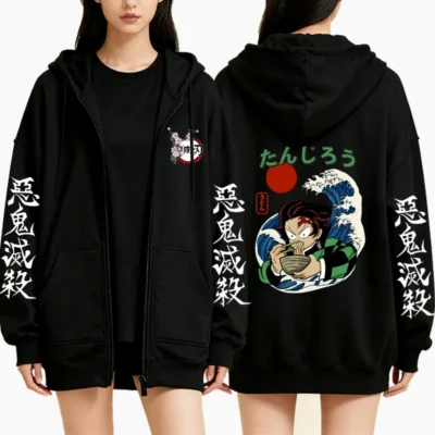 Demon Slayer Tanjiro Graphic Zipper Hoodie