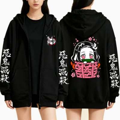 Demon Slayer Cute Baby Nezuko Zipper Hoodie