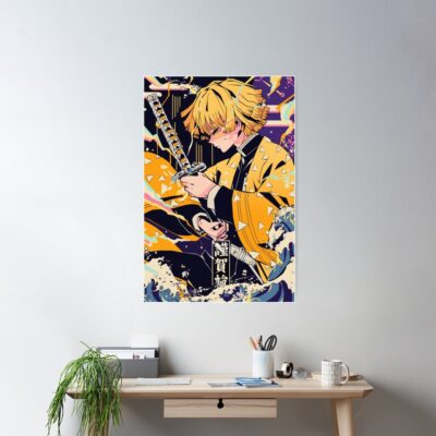 Alternative view of Zenitsu Lightning Pose Calm Force Poster