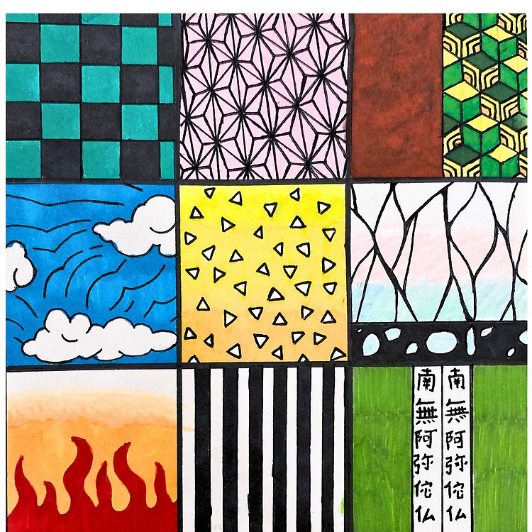 Demon Slayer Pattern Squares Tote Bag - Image 2