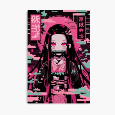 Nezuko Neon Vaporwave Pink Poster